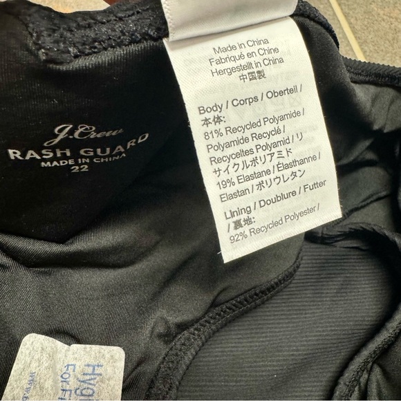 NEW J. Crew Active Ribbed Long Sleeve One Piece Swimsuit Rash Guard Black 22 NWT - Picture 9 of 11